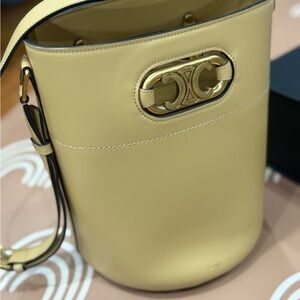 Celine Gold Accent Cream Shoulder Bag